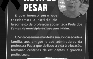 Nota de Pesar, Professora Paula dos Santos