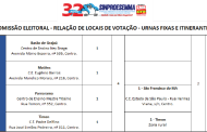 Comissão Eleitoral divulga locais de votação