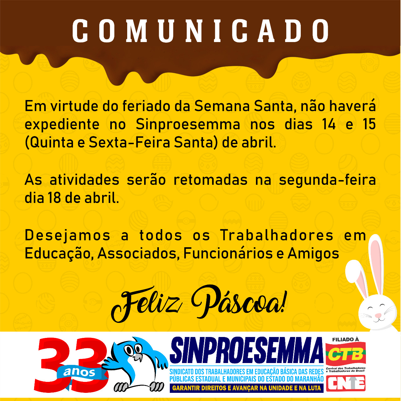 Comunicado Feriado Semana Santa SINPROESEMMA