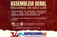 Sinproesemma convoca trabalhadores em educação para Assembleia Geral de São Luís